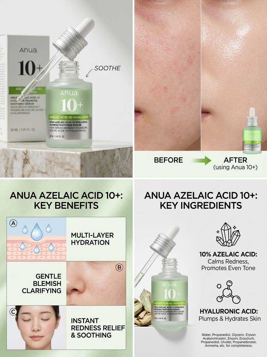 Anua - Azelaic Acid 10 Hyaluron Redness Soothing Serum 30 ml