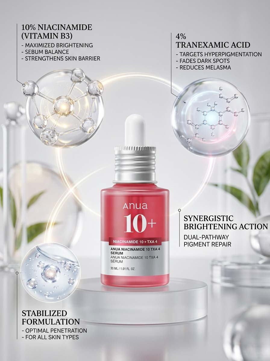 Anua Niacinamide 10% + TXA 4% Serum – Brightening & Dark Spot Care | Original Korean Skincare Pakistan