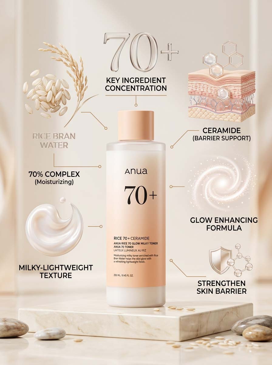 Anua Rice 70 Glow Milky Toner 250Ml