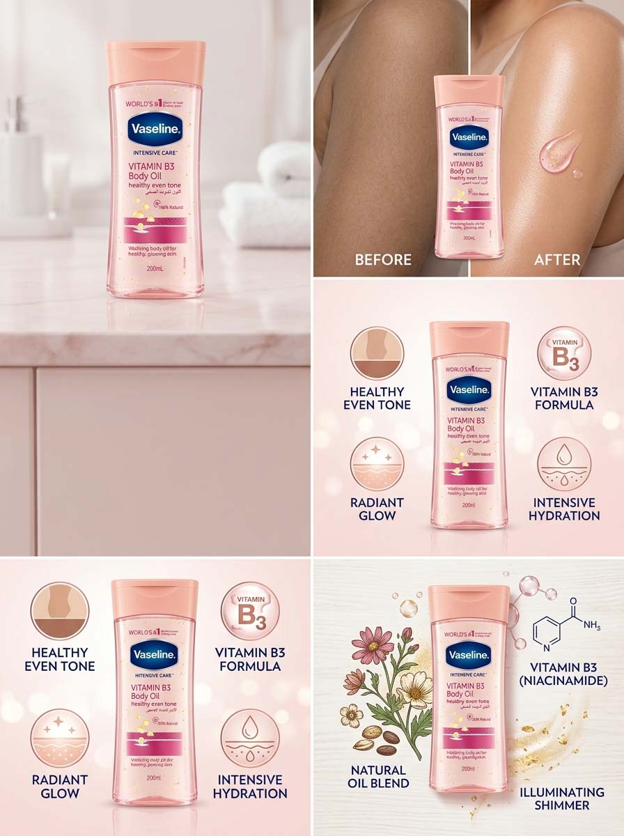 Vaseline Intensive Care Vitamin B3 Body Oil Healthy Even Tone 200ml